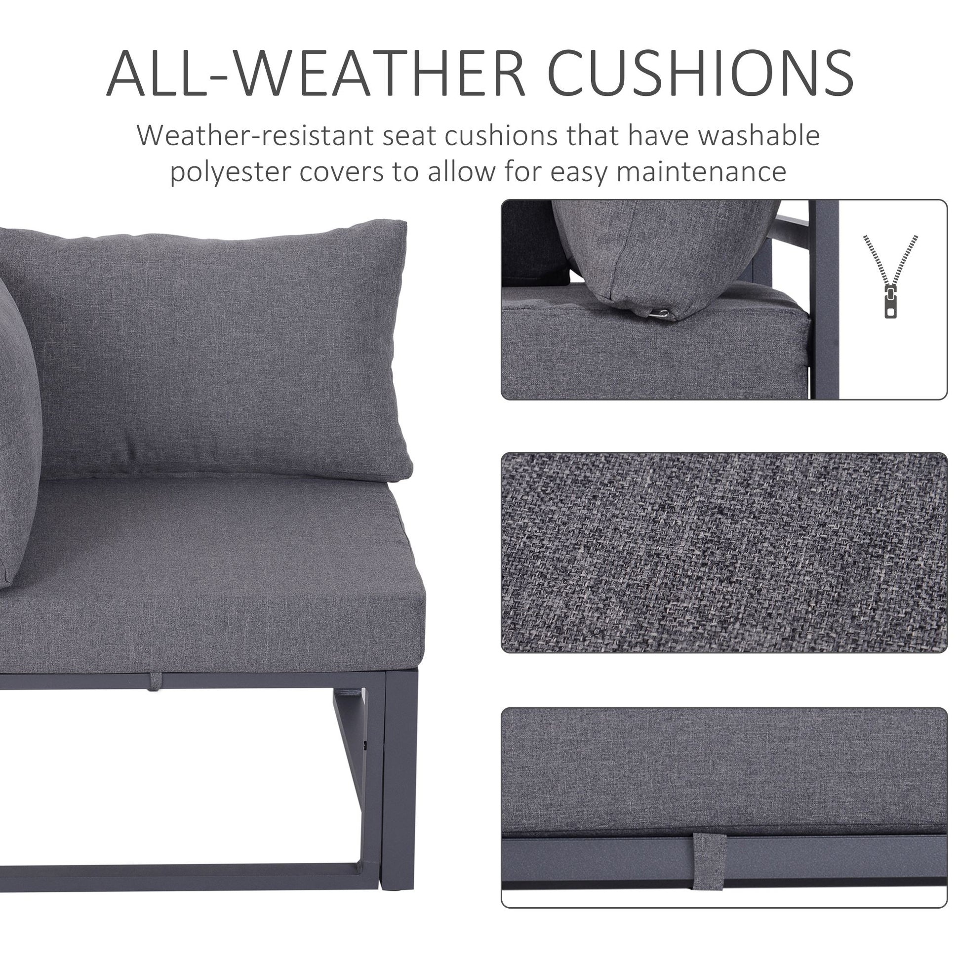 Outsunny 5 Seater Aluminium Garden Furniture Set, Garden Sofa Set with Thick Cushions for Patio and Balcony, Outdoor, Grey