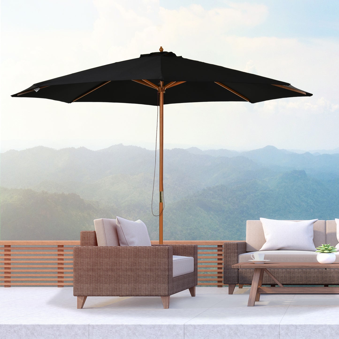 3(m) Garden Parasol, Pulley Operated Patio Umbrella