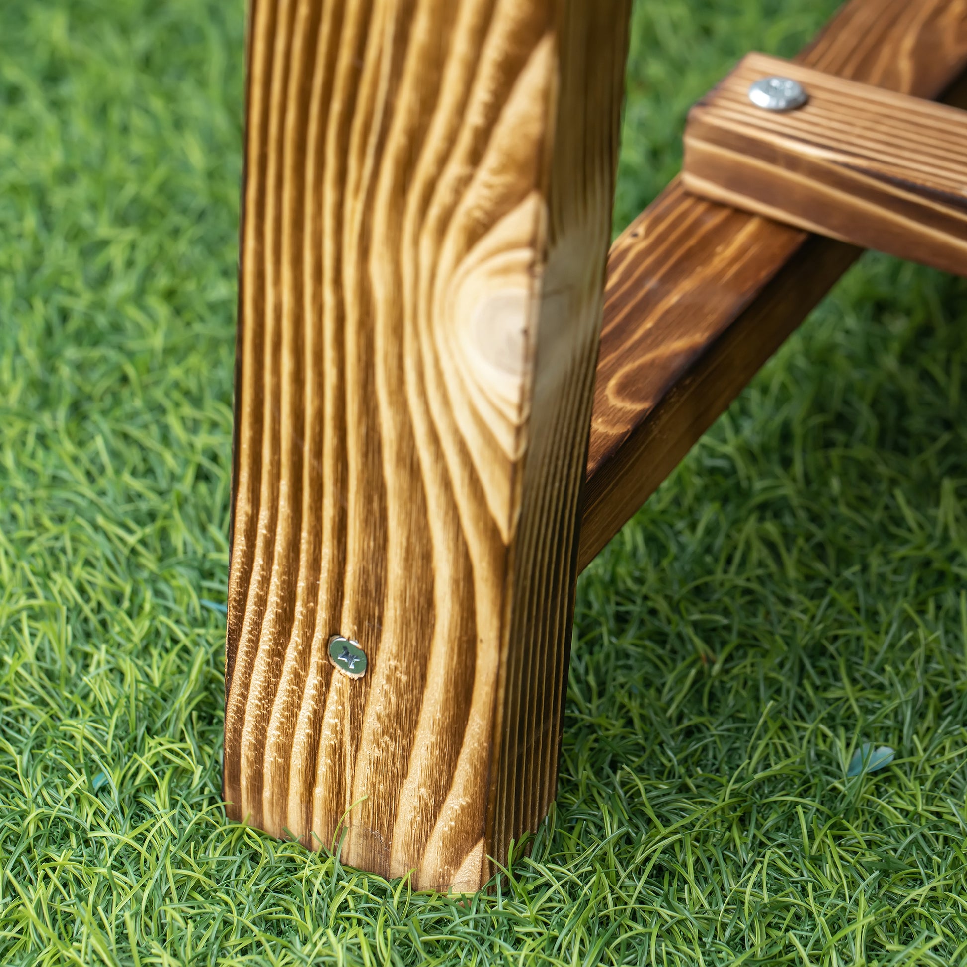 Outsunny Wooden Garden Benches, 2 Seater Outdoor Benches, Fir Wood Backless Patio Loveseat with Slatted Seat for Park, 110 x 38 x 35 cm, 5 Pieces, Carbonised