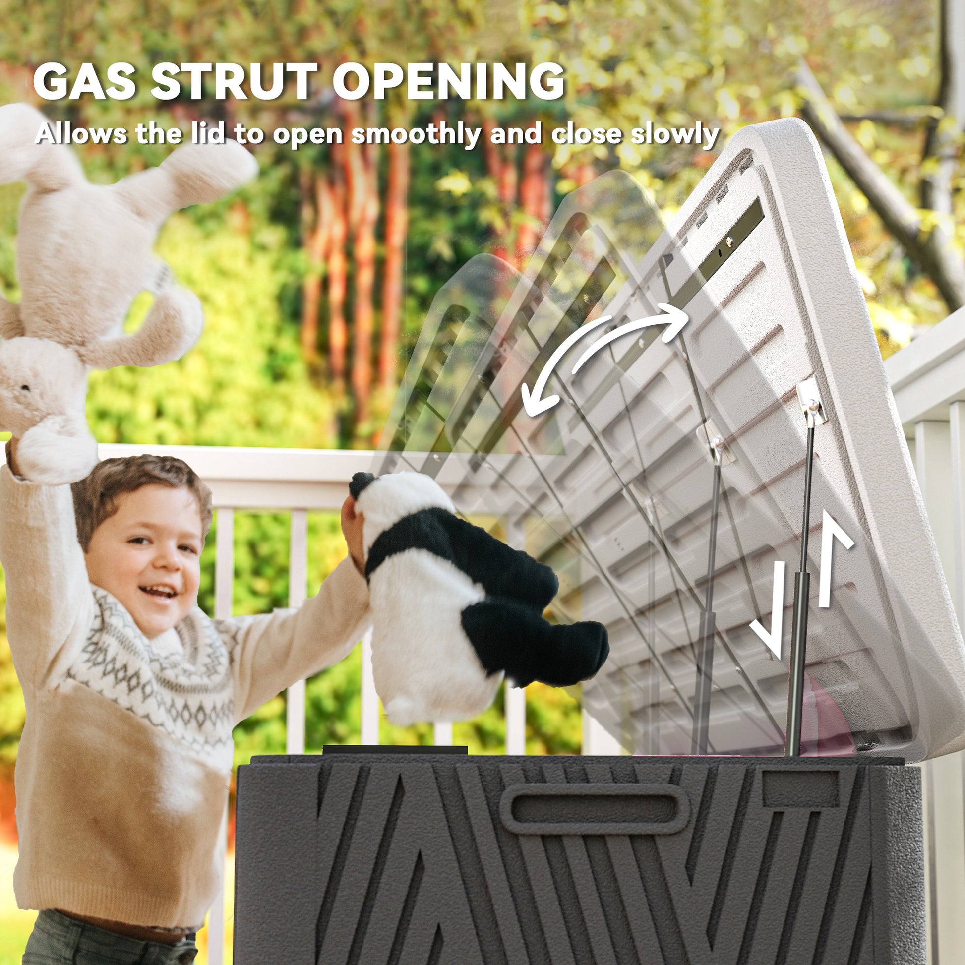 Outsunny - 380L Plastic Garden Storage Box, Lockable, Black, Grey