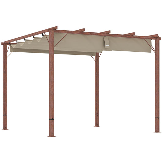 3 x 3 m Retractable Roof Pergola – Natural Wood Finish