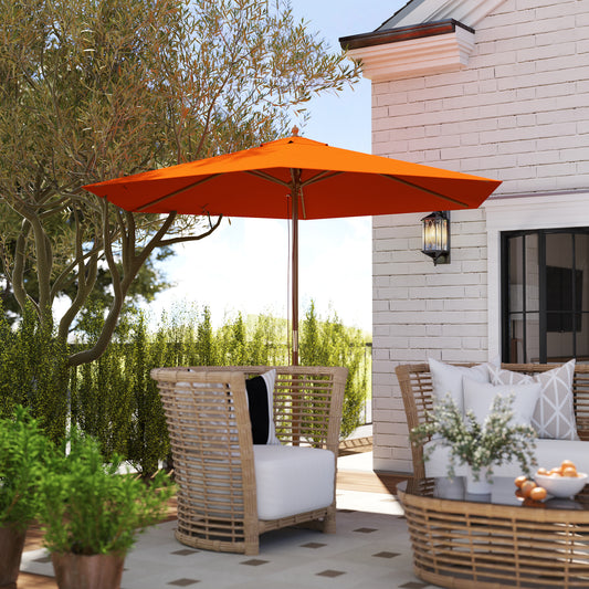 2.5m Wood Garden Parasol Sun Shade Patio Outdoor Wooden Umbrella Canopy, Table Market Umbrella with Vent