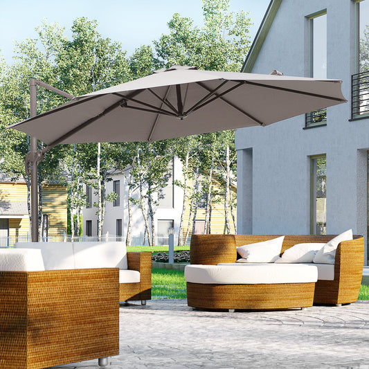 3m Cantilever Aluminium Frame Garden Parasol Grey