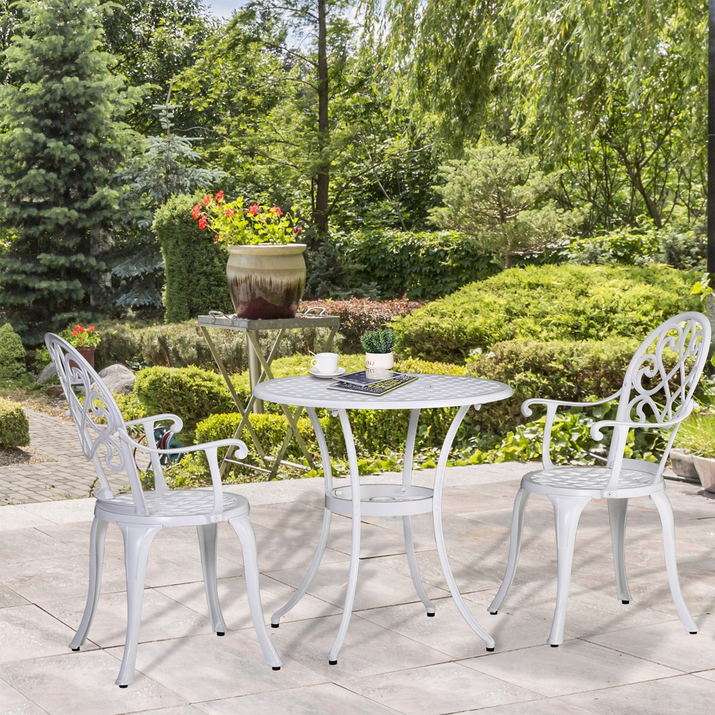 Capri Three-Piece Elegant Aluminium Garden Set - White