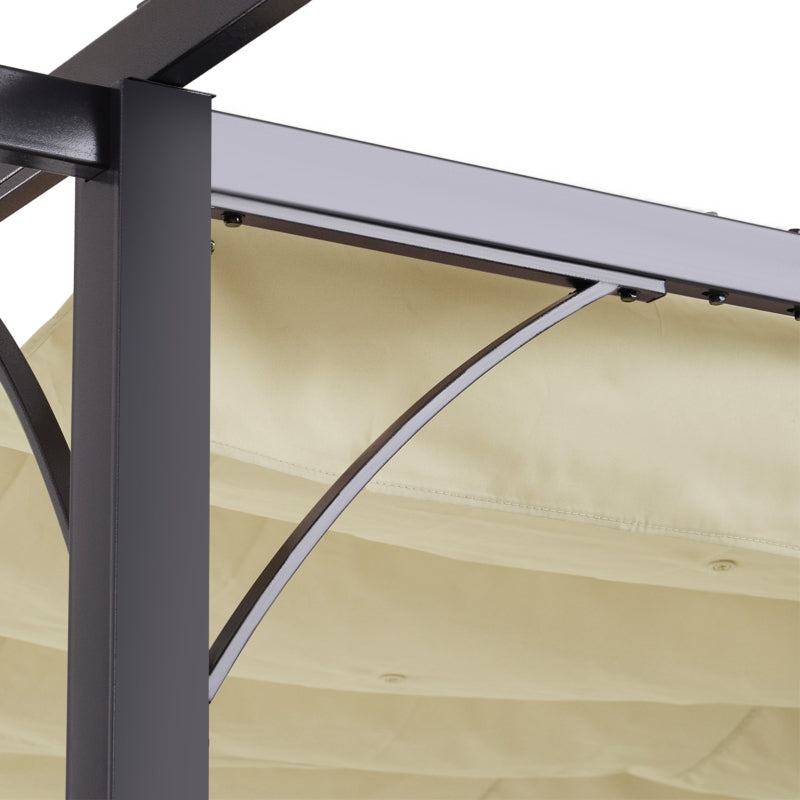 3m x 3m Steel Pergola with Beige Coloured Retractable Shade Canopy