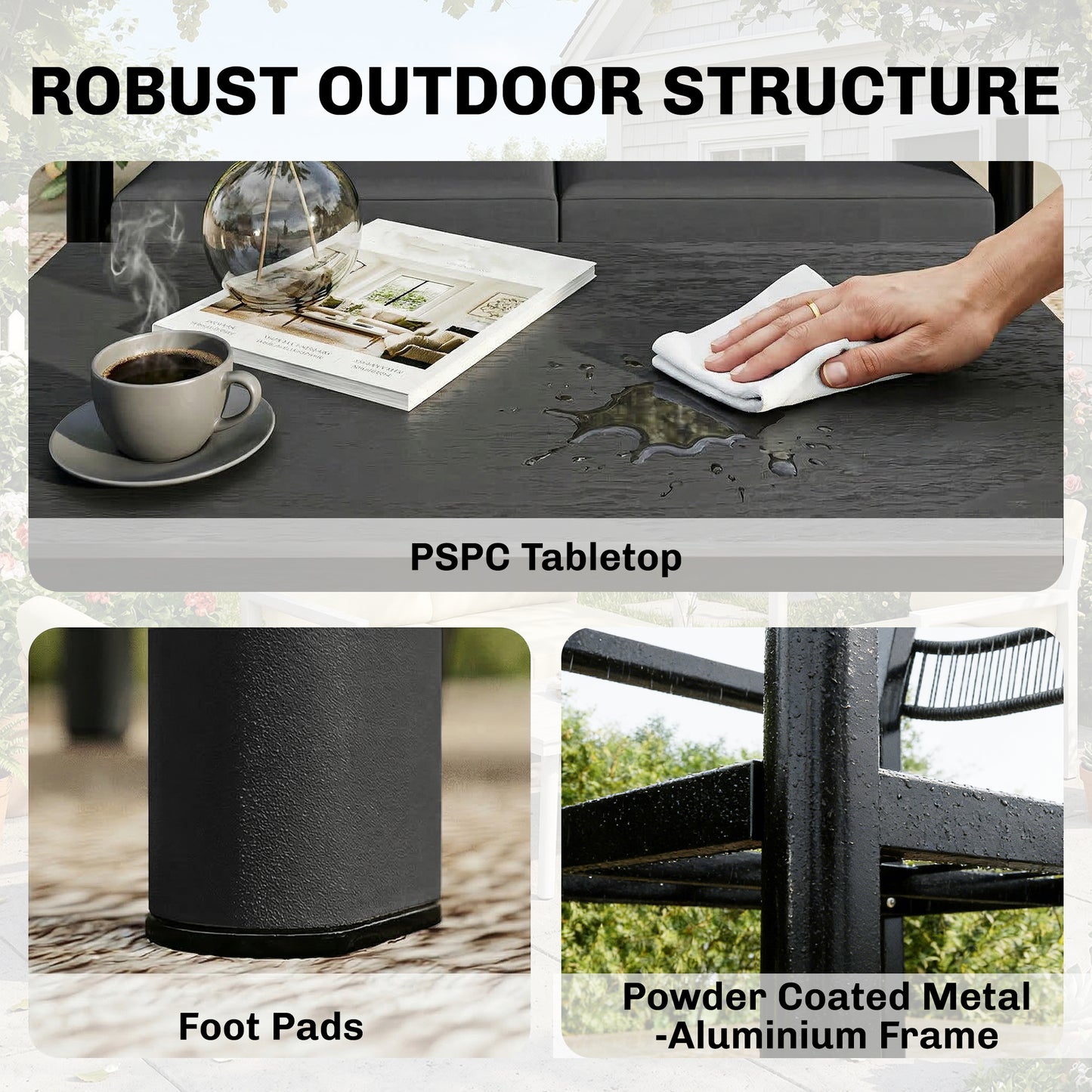 Outsunny 4 Seater Rattan Garden Furniture Set with 2 Armchairs, Loveseat, Coffee Table, Dark Grey