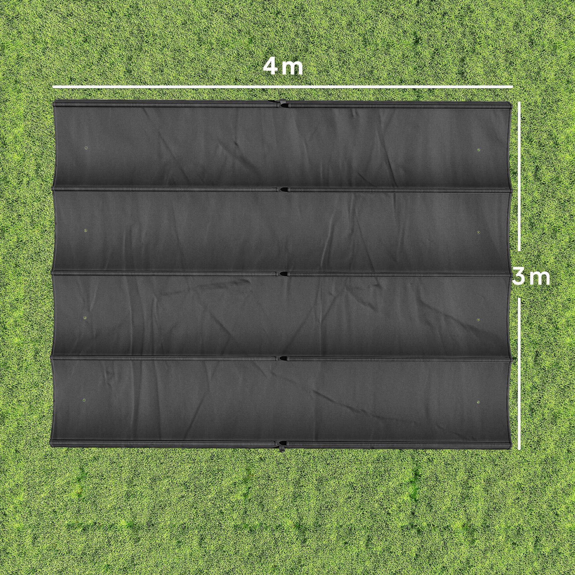 Outsunny Retractable Pergola Canopy Only, 3.92 x 3.5 m, UV30+ Replacement Canopy Cover for 4 x 3 m Pergola, Dark Grey