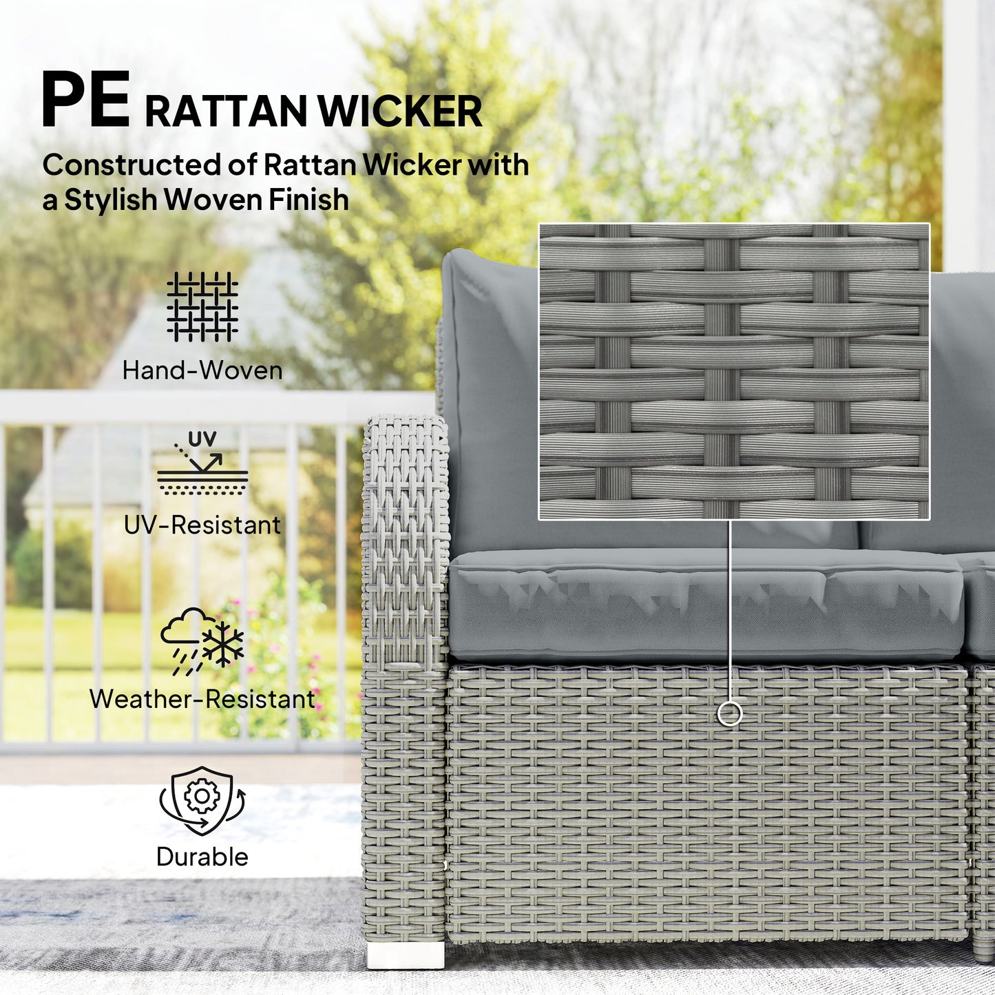 Outsunny Six-piece Rattan Garden Furniture Set with Reclining Armchairs - Dark Grey