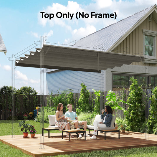 Retractable Pergola Cover, 2.55 x 2.5 m Replacement Canopy Fabric for 3 x 3 m Frame, Roof Top Only