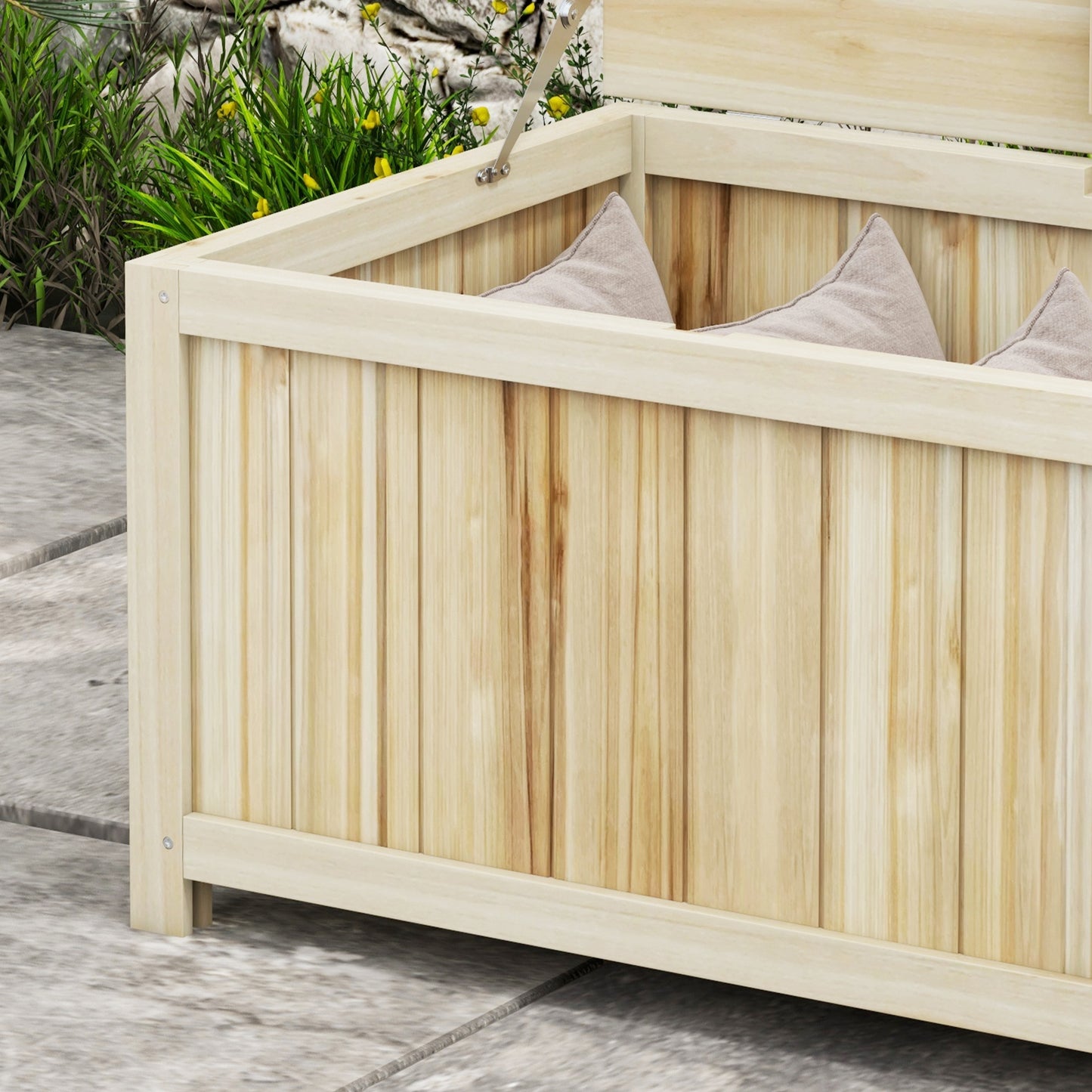 Outsunny - 172L Wooden Garden Storage Box, Natural Wood Finish