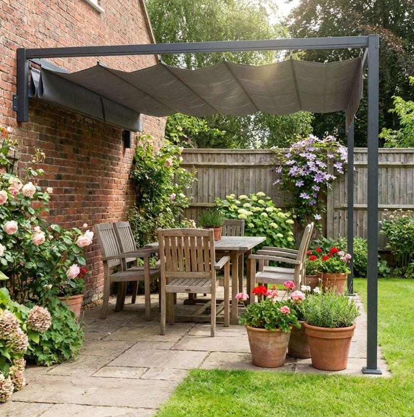 3m x 4m Lean – To Metal Pergola – Wall Mounted Garden Cover