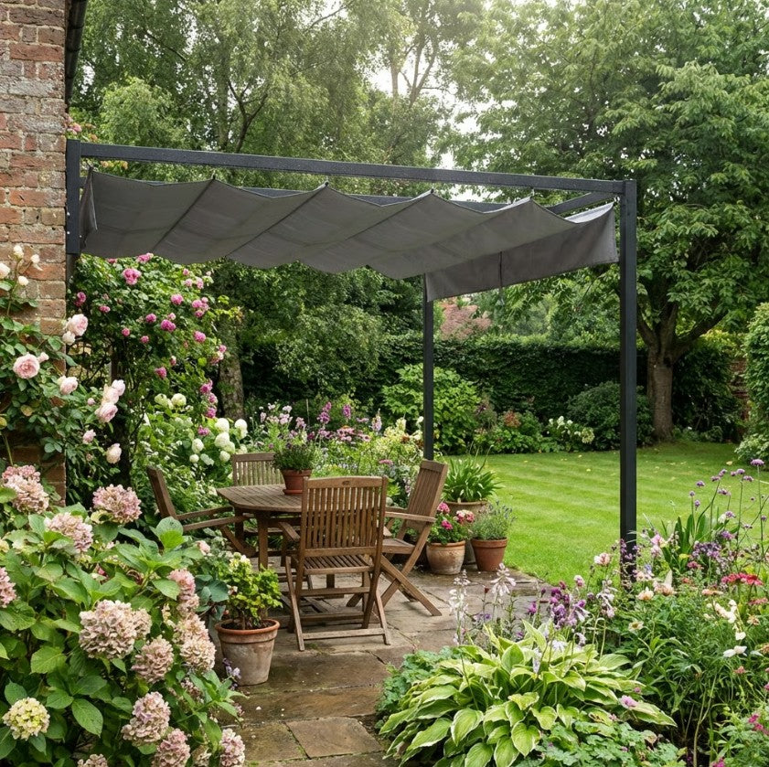 3m x 4m Lean – To Metal Pergola – Wall Mounted Garden Cover