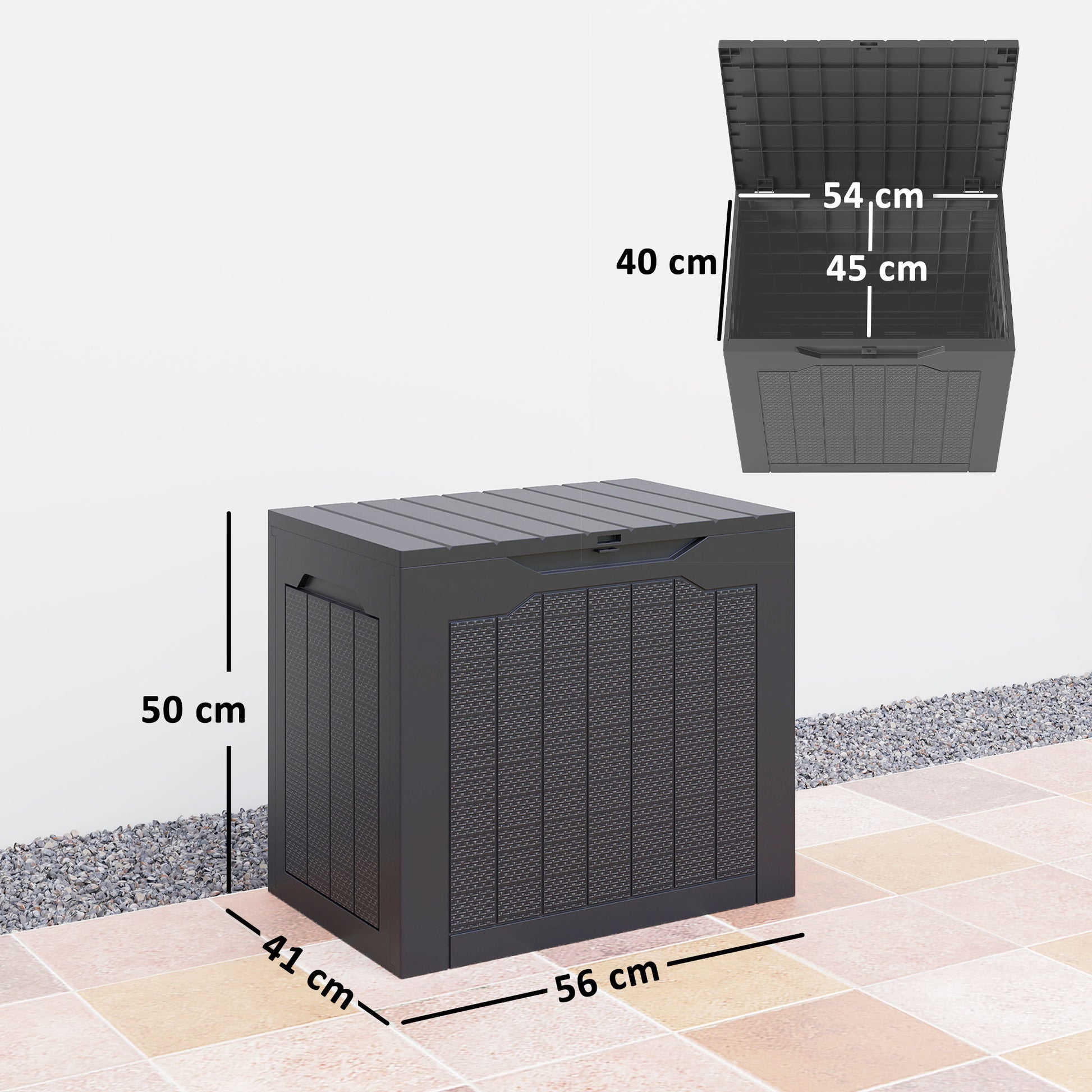 Outsunny - 93L Plastic Garden Storage Box, Black