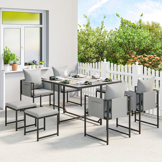 Verona Nine-Piece Steel Frame Garden Dining Set - Dark Grey