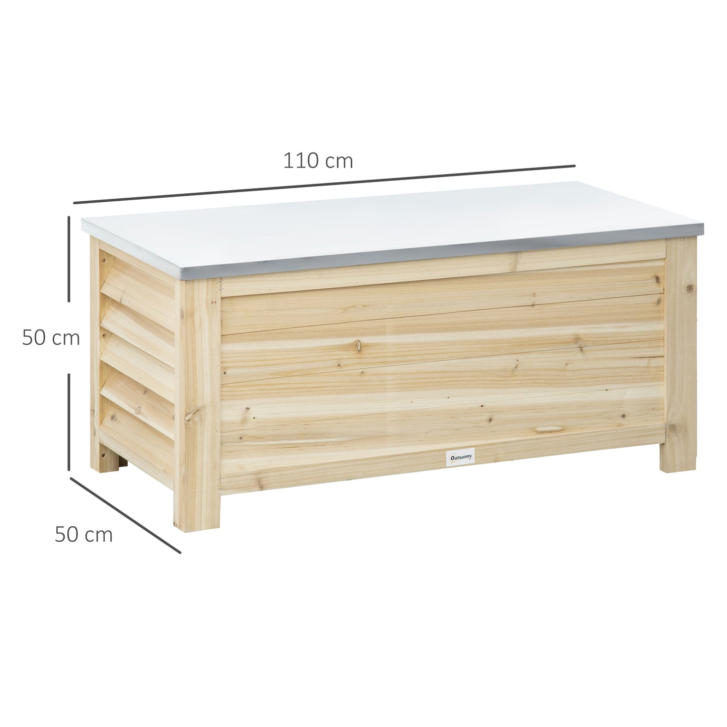 Outsunny - 155L Wooden Garden Storage Box, Natural Wood Finish