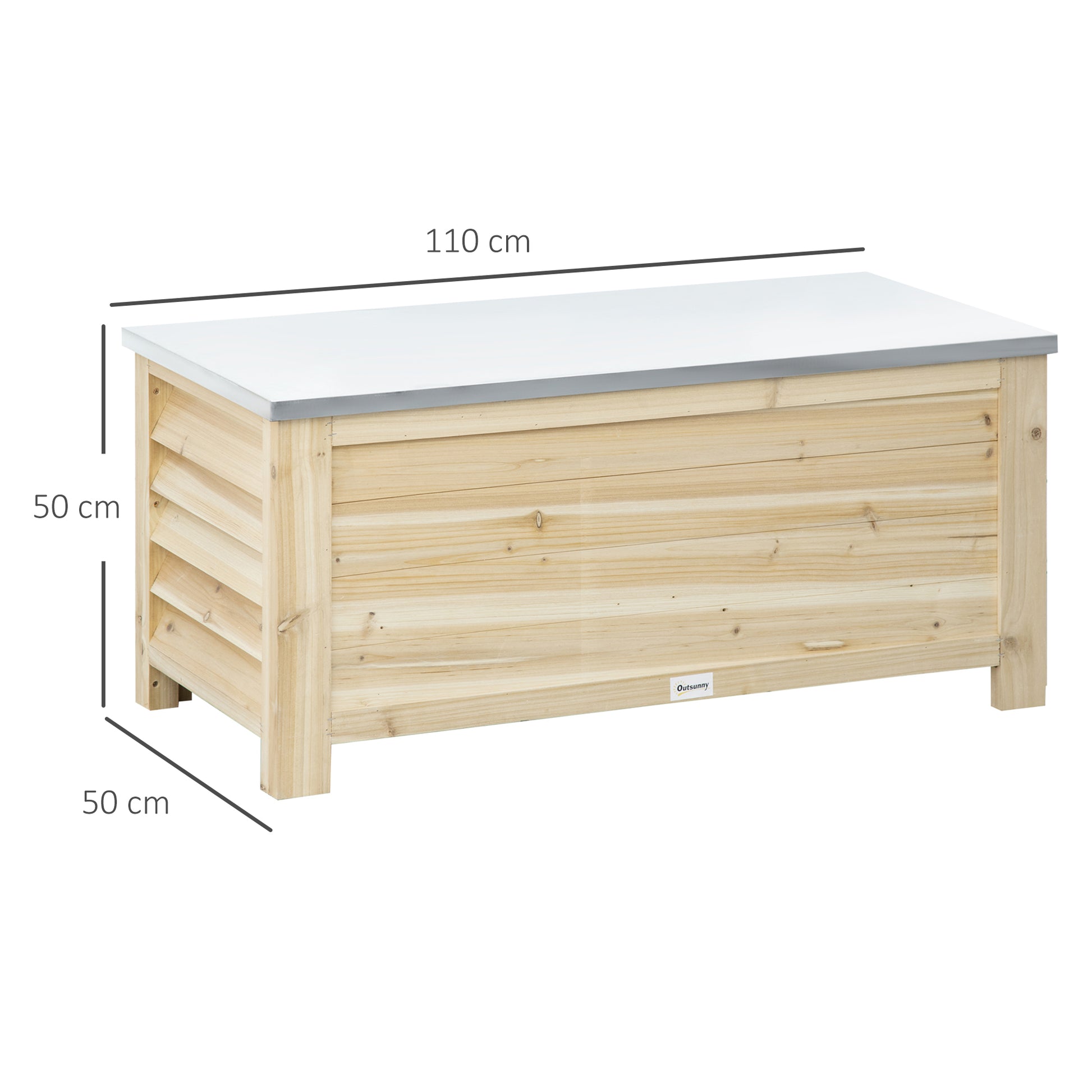 Outsunny - 155L Wooden Garden Storage Box, Natural Wood Finish