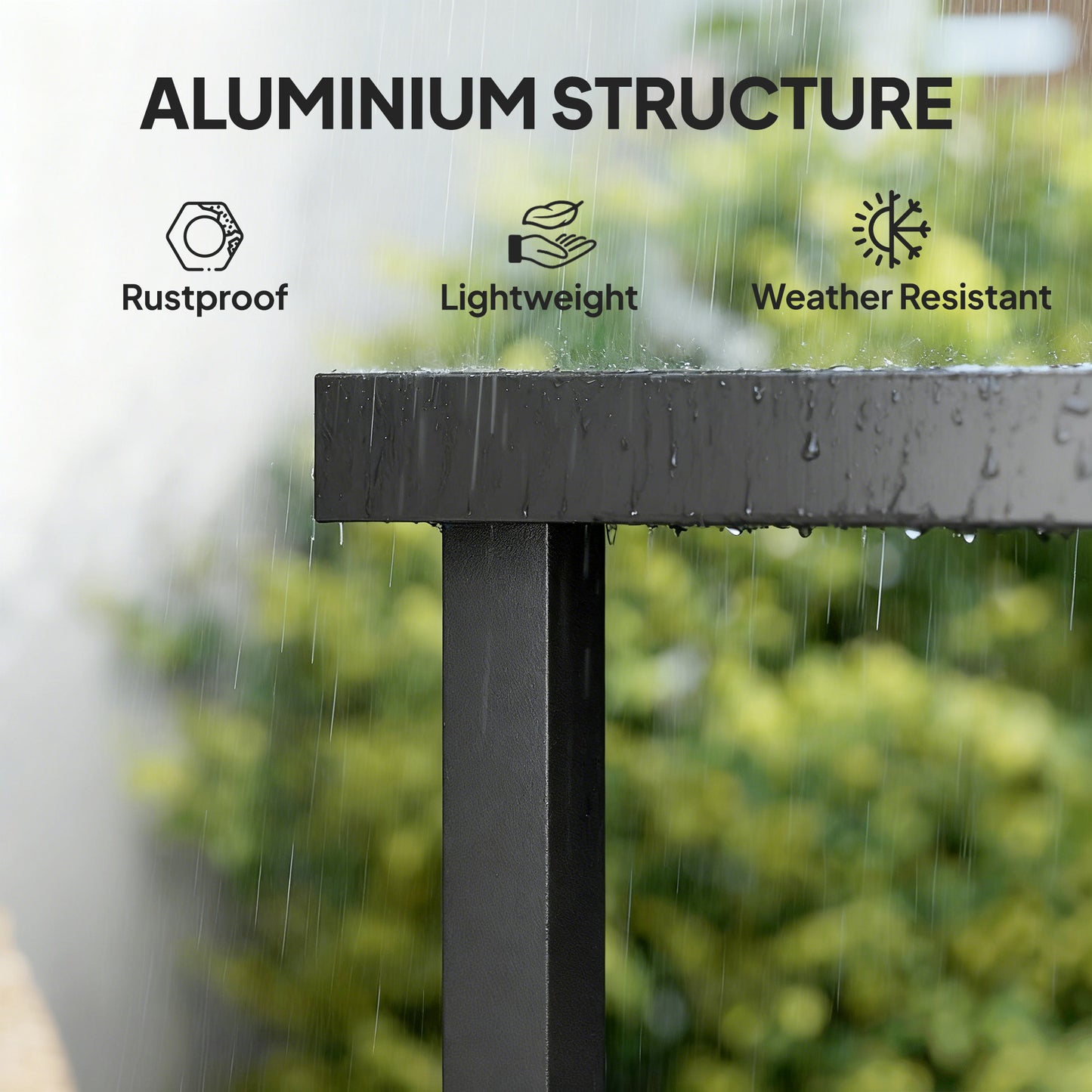Outsunny Aluminium Outdoor Garden Dining Table for 8 People, Faux Wood Top, for Garden, Patio, 190 x 90 x 74cm, Black