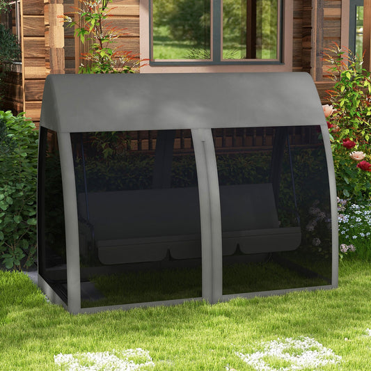 Monaco Three-Seater Convertible Swing Chair/Bed, with Curtained Canopy - Grey