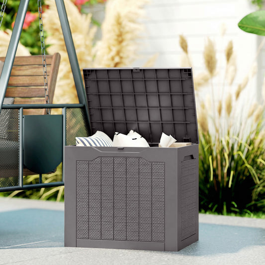 Outsunny - 93L Plastic Garden Storage Box, Brown