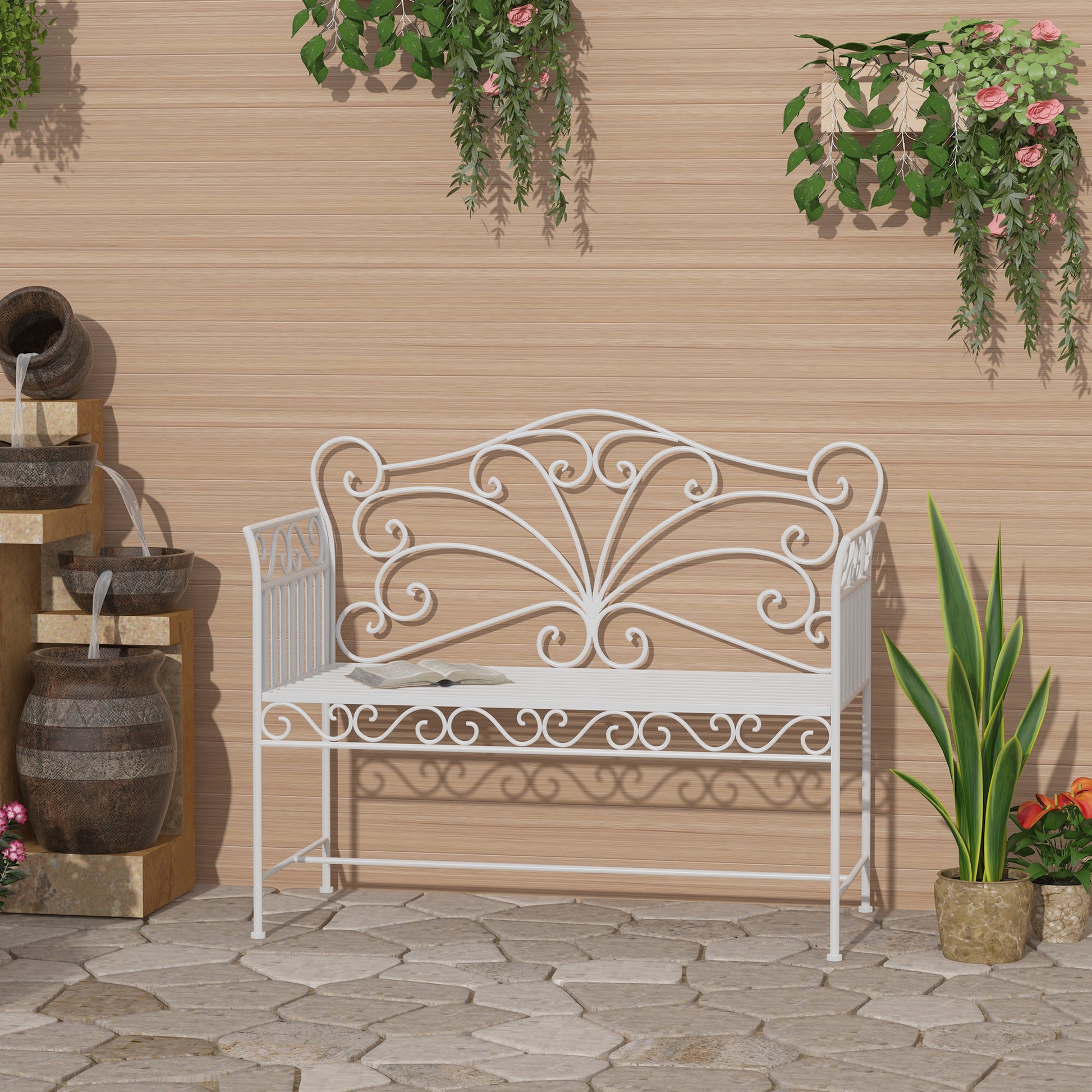 Santorini Heavy-Duty Garden Bench-White