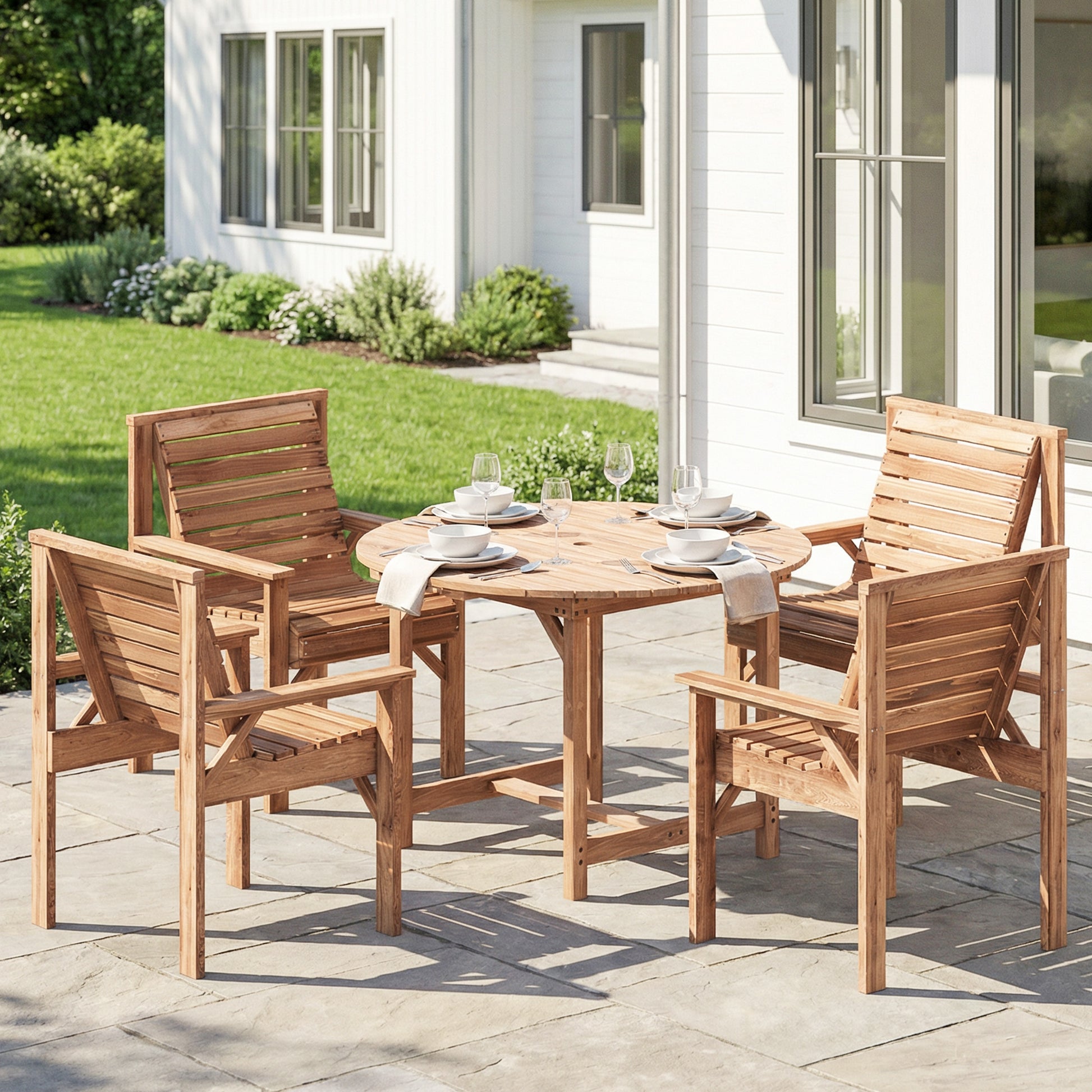 Tivoli 5 Piece Garden Dining Set with Parasol Hole, Round Garden Table and Chairs