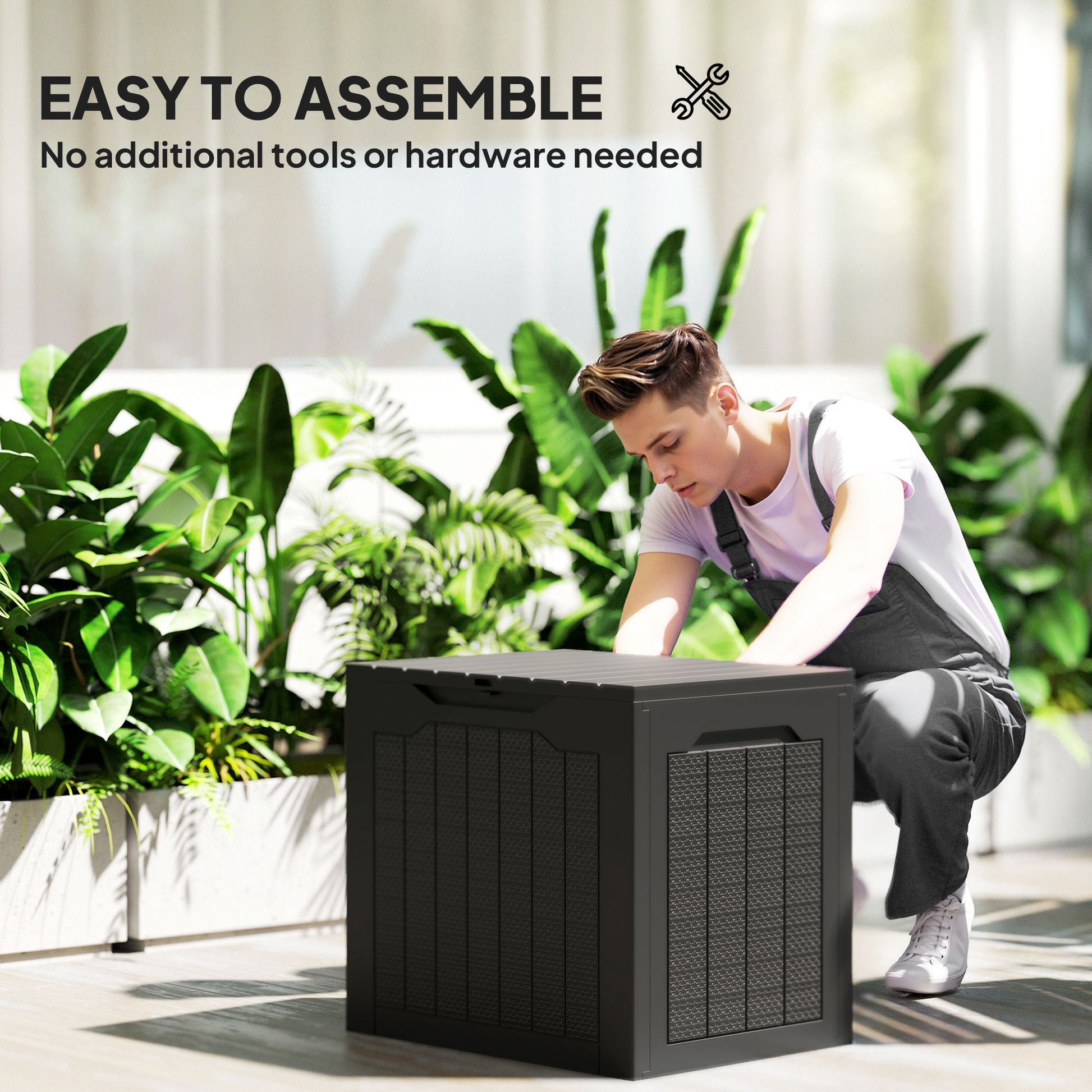 Outsunny - 93L Plastic Garden Storage Box, Black