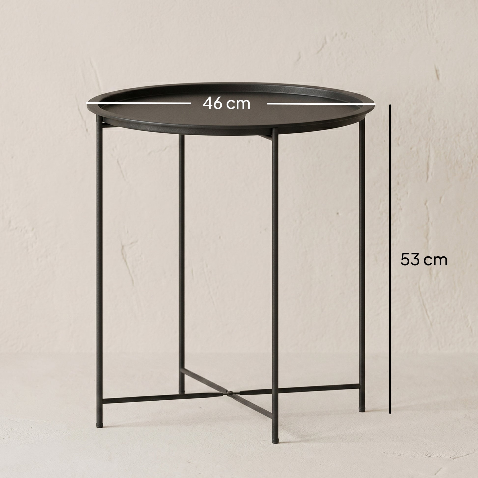 Outsunny Steel Removable Tray Top Garden Table - Black