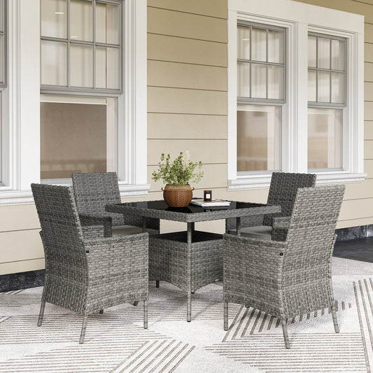 Amalfi Rattan Garden Furniture Set, Garden Dining Table and Chairs 4 Seater with Cushions