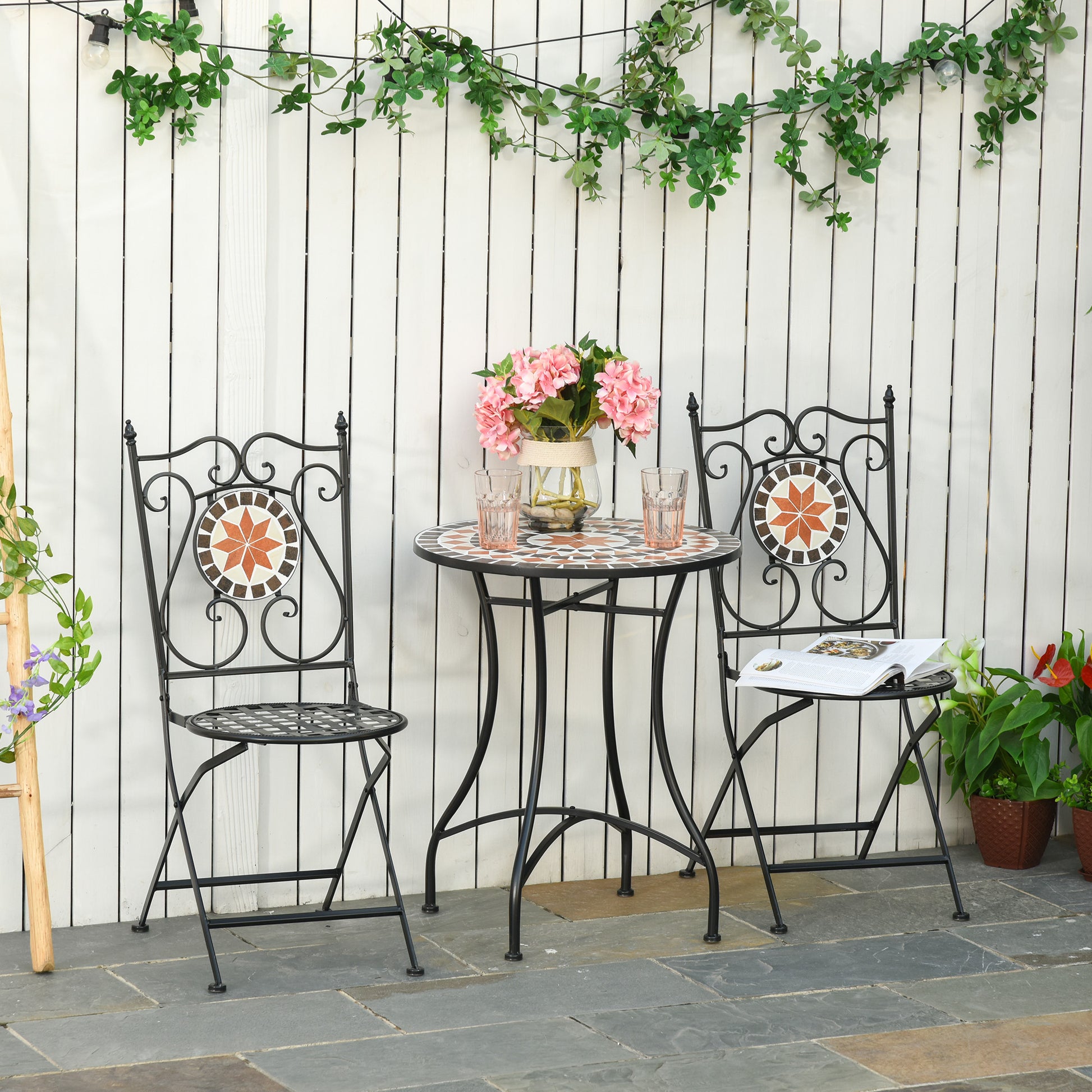Mediterraneo Three-Piece Mosaic Bistro Table Set - Multicoloured