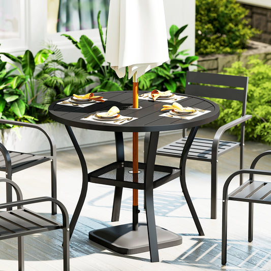 Monaco 90 cm Garden Dining Table with 4-5 cm Parasol Hole, Round Garden Dining Table