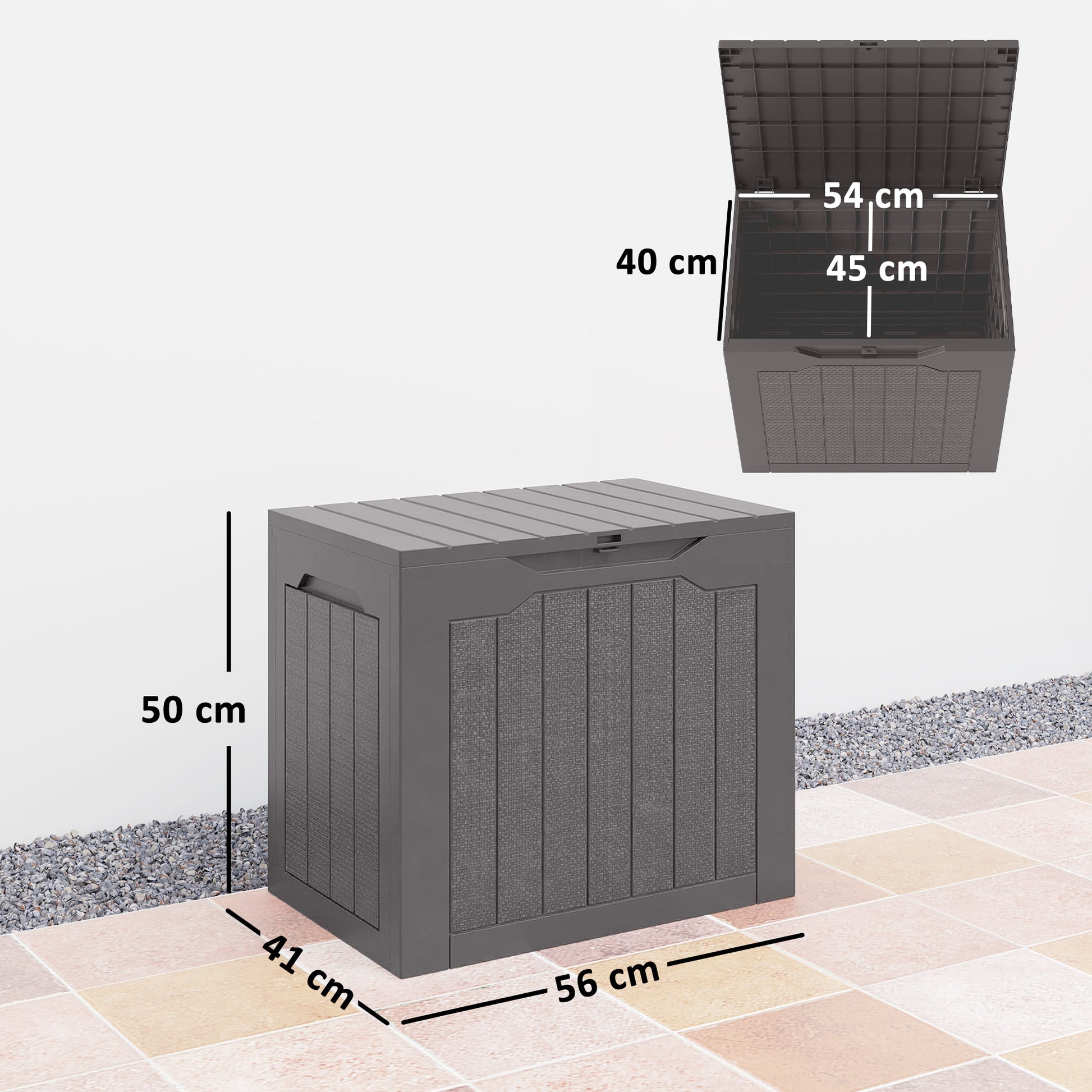 Outsunny - 93L Plastic Garden Storage Box, Brown