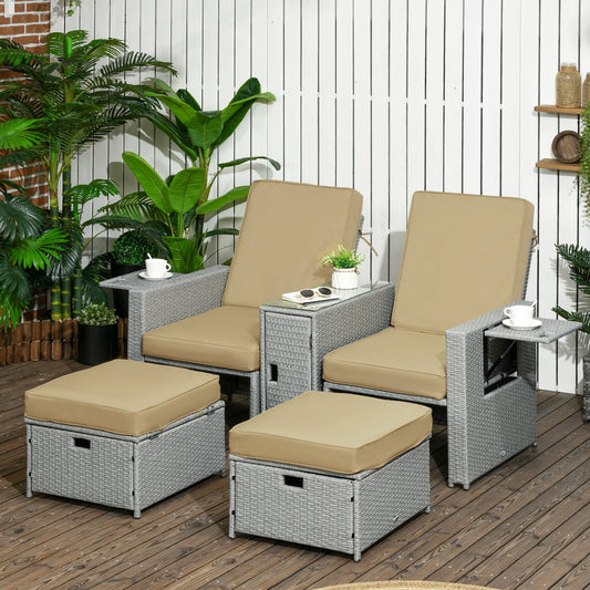 Verona 5PC PE Rattan Sun Lounger