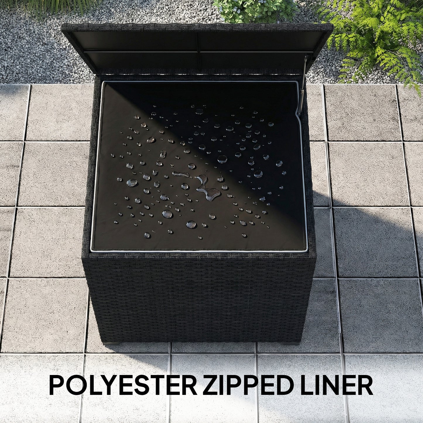 Outsunny - 253L Rattan Garden Storage Box, Black