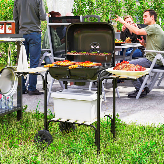 Charcoal BBQ Portable BBQ with 1840 cm² Cooking Area, 3 Shelves, Adjustable Vent