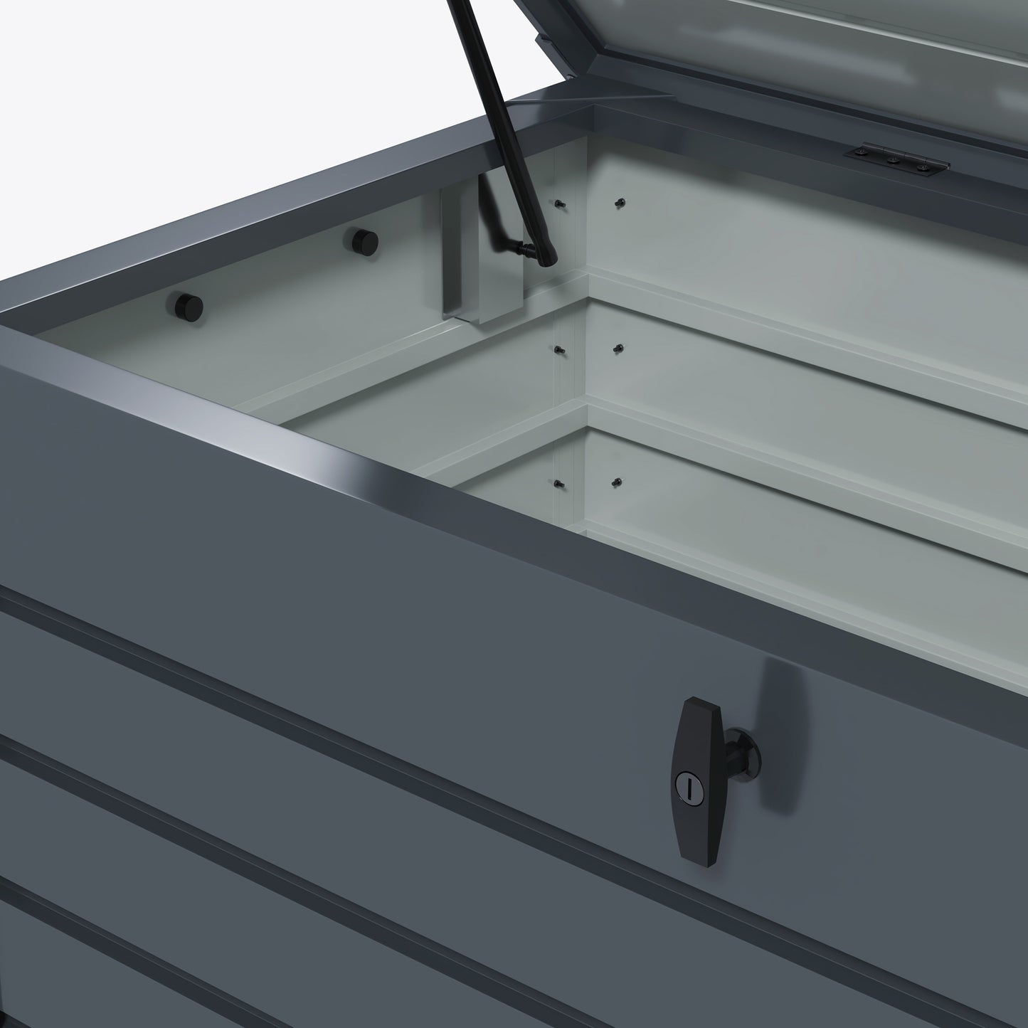 Outsunny - 311L Galvanised Steel Garden Storage Box, with Wheels, Lockable, Dark Grey