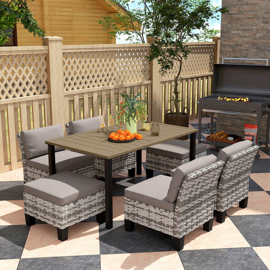 Verona Seven-Piece Rattan Dining Set - Grey