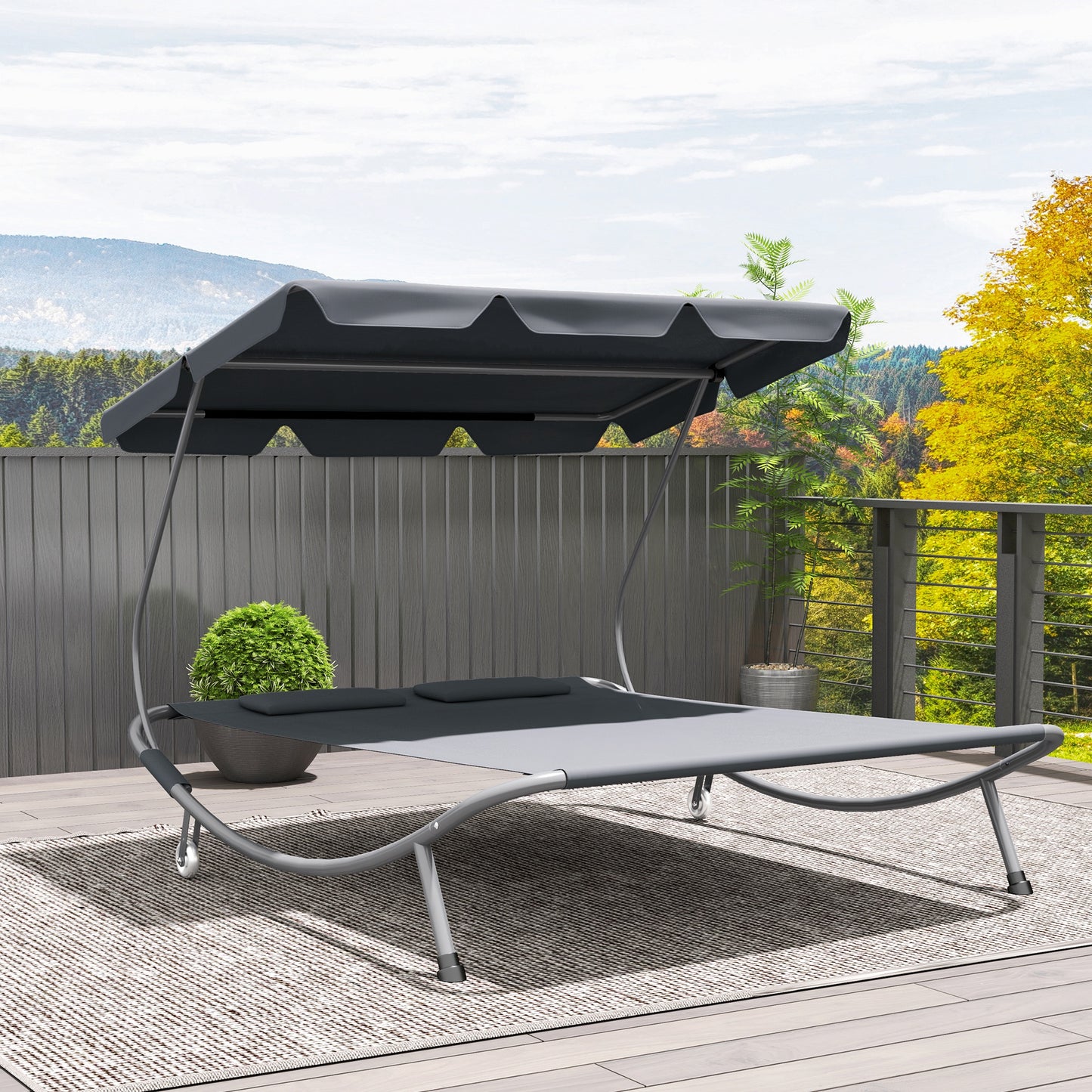 Sorrento Double Outdoor Bed, with Canopy - Light Grey