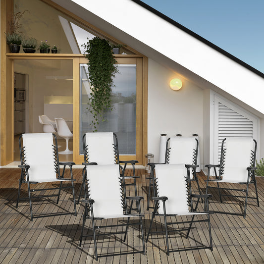 Set of 6 Patio Folding Chair Set, Garden Portable Outdoor Chairs with Armrest and Breathable Mesh Fabric Seat and Backrest, for Camping, Beach,