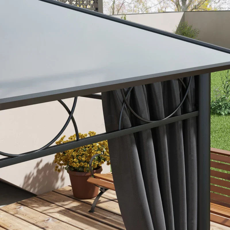 3m x 4m Grey Hardtop Gazebo with Polycarbonate Roof, Steel & Aluminium Fram