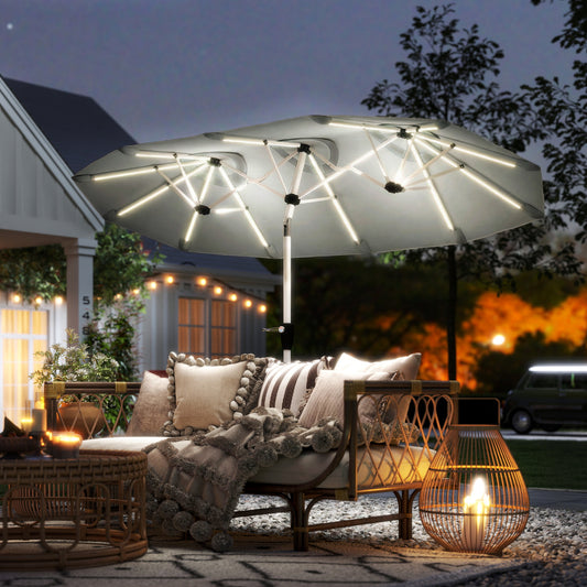 Mediterraneo 3 m Double-Sided Garden Parasol with LED Solar Lights