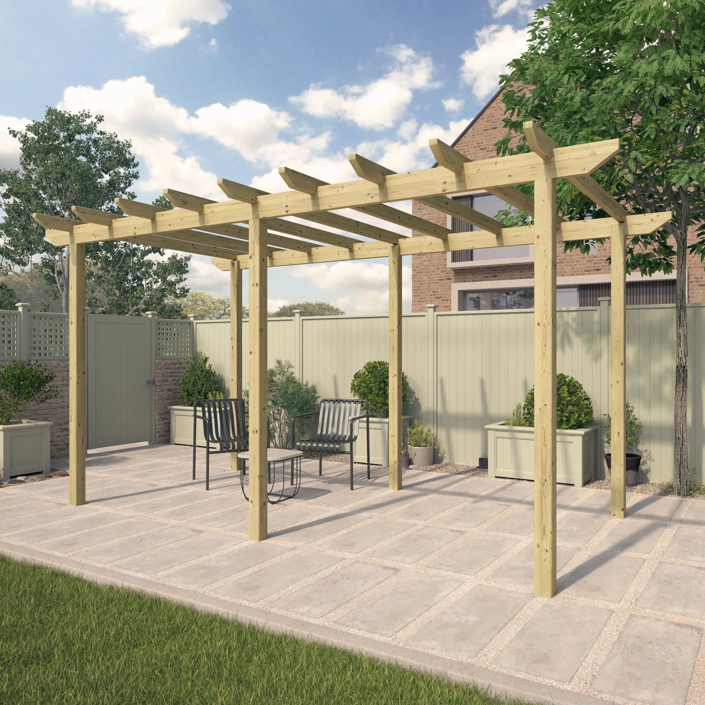 Pérgola Grande de Madera Tratada Térmicamente o Iroko