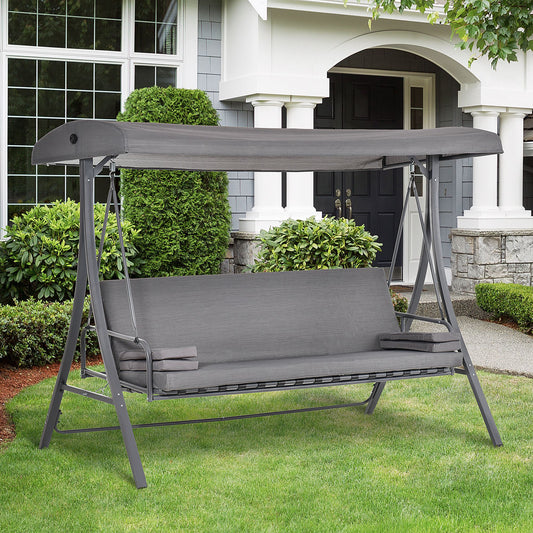 Santorini 2-in-1 Patio 3 Seater Swing Chair Hammock w/ Cushion Adjustable Canopy Garden