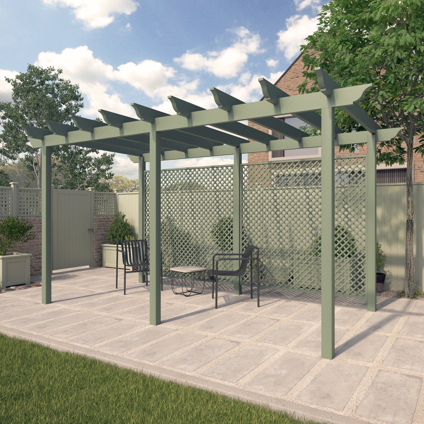 RHS Prestige Pérgola Grande de Iroko o Madera Tratada Térmicamente