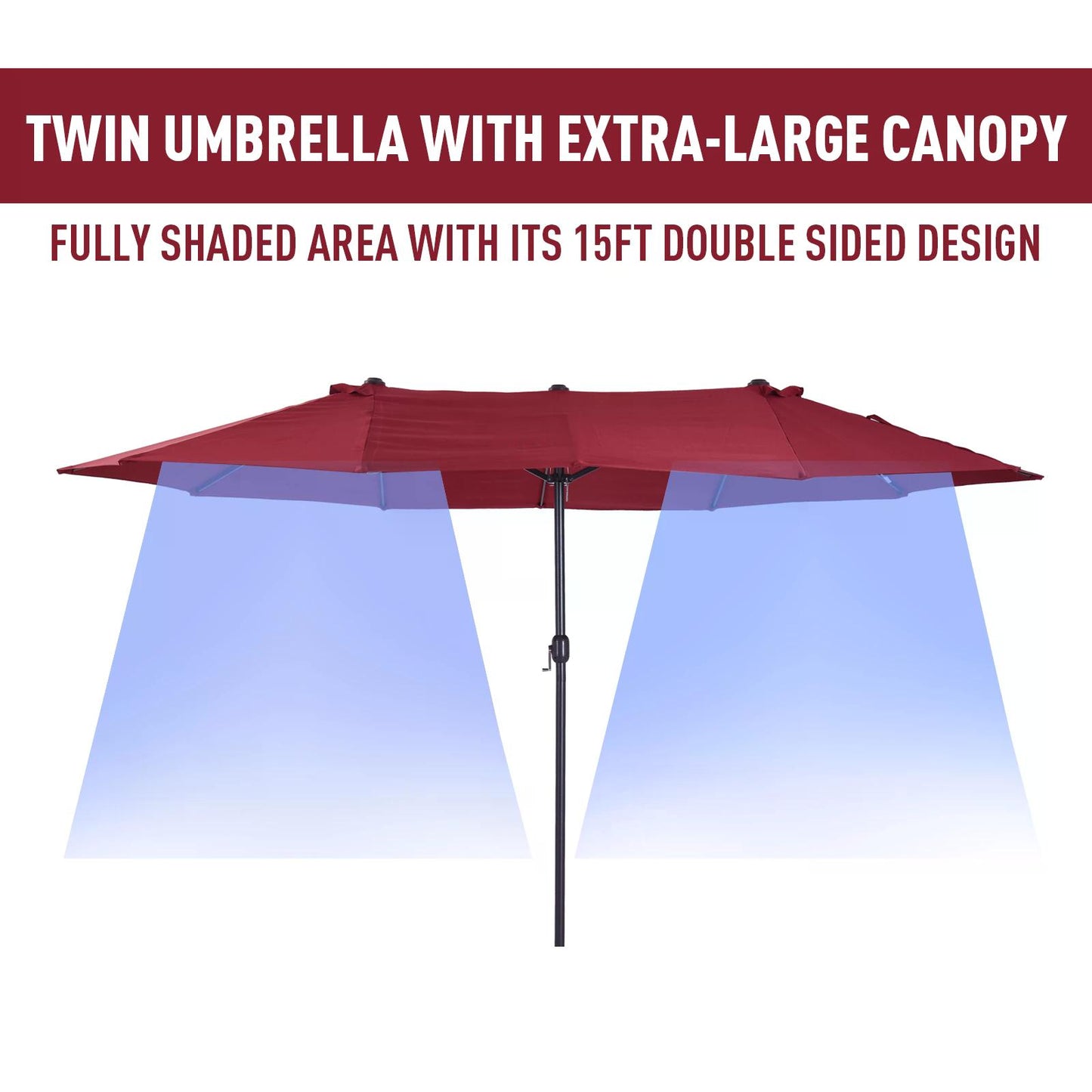 Outsunny 4.6m Double-Sided Patio Parasol Sun Umbrella-Wine Red