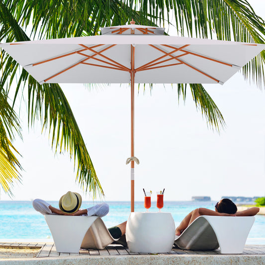 3 x 3m Garden Parasol with Double-Tier Canopy, Large UV Resistant Patio Umbrella for Sun Shade