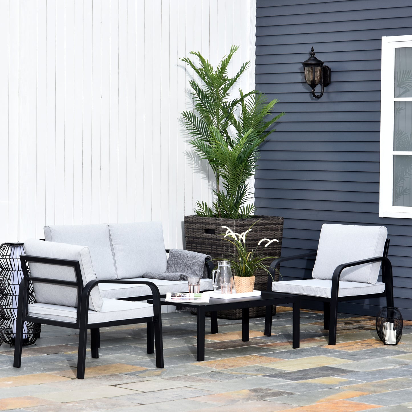 Verona 4pcs Garden Sofa Set 2 Single Armchair