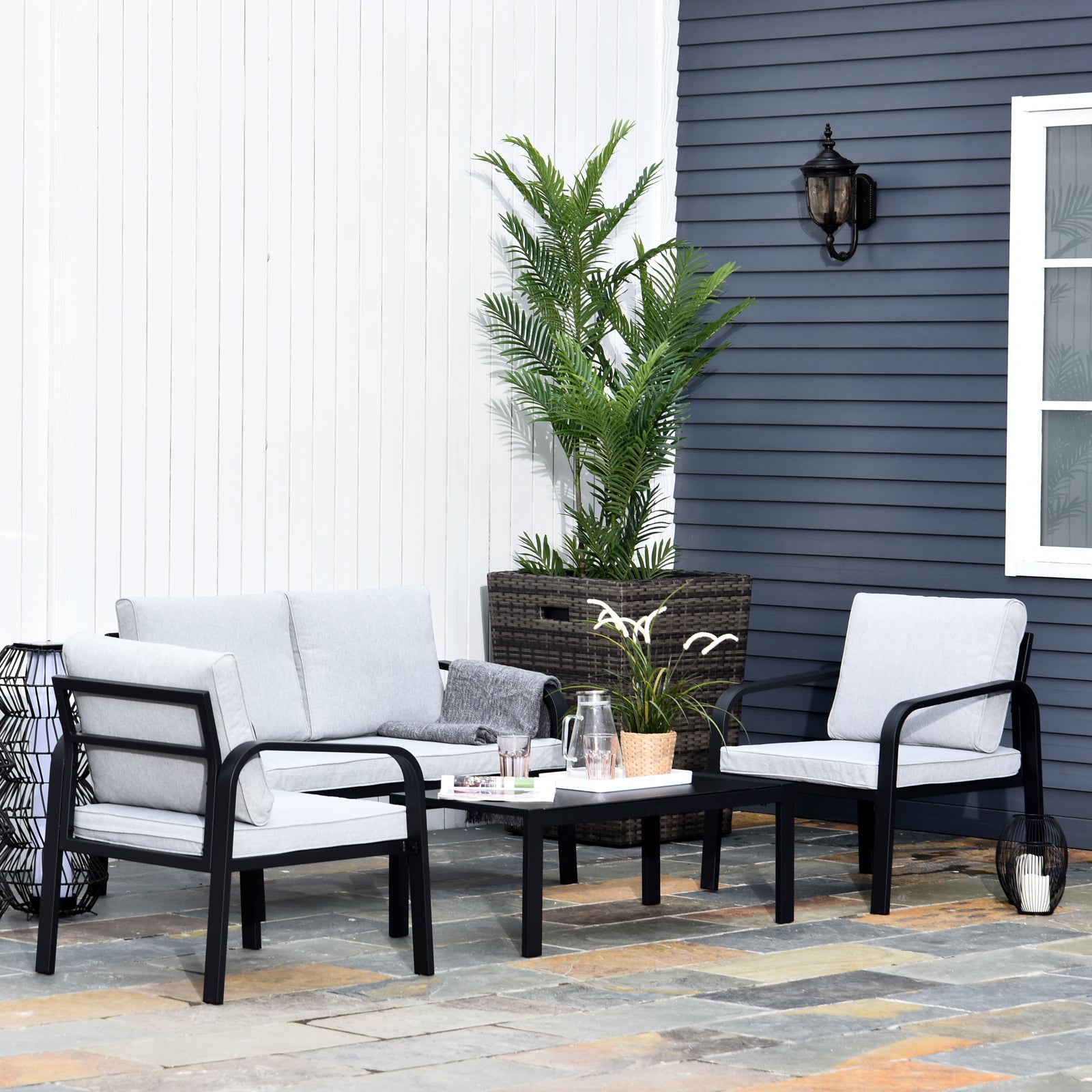 Verona 4pcs Garden Sofa Set 2 Single Armchair