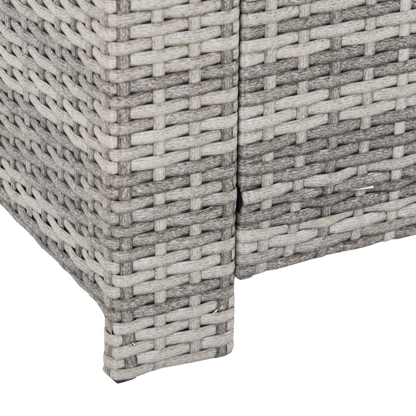 Outsunny 6-Piece Wicker Rattan Garden Set, Aluminium Patio Wicker Dining Sets with Glass Top Table & Soft Cushion, Light Grey