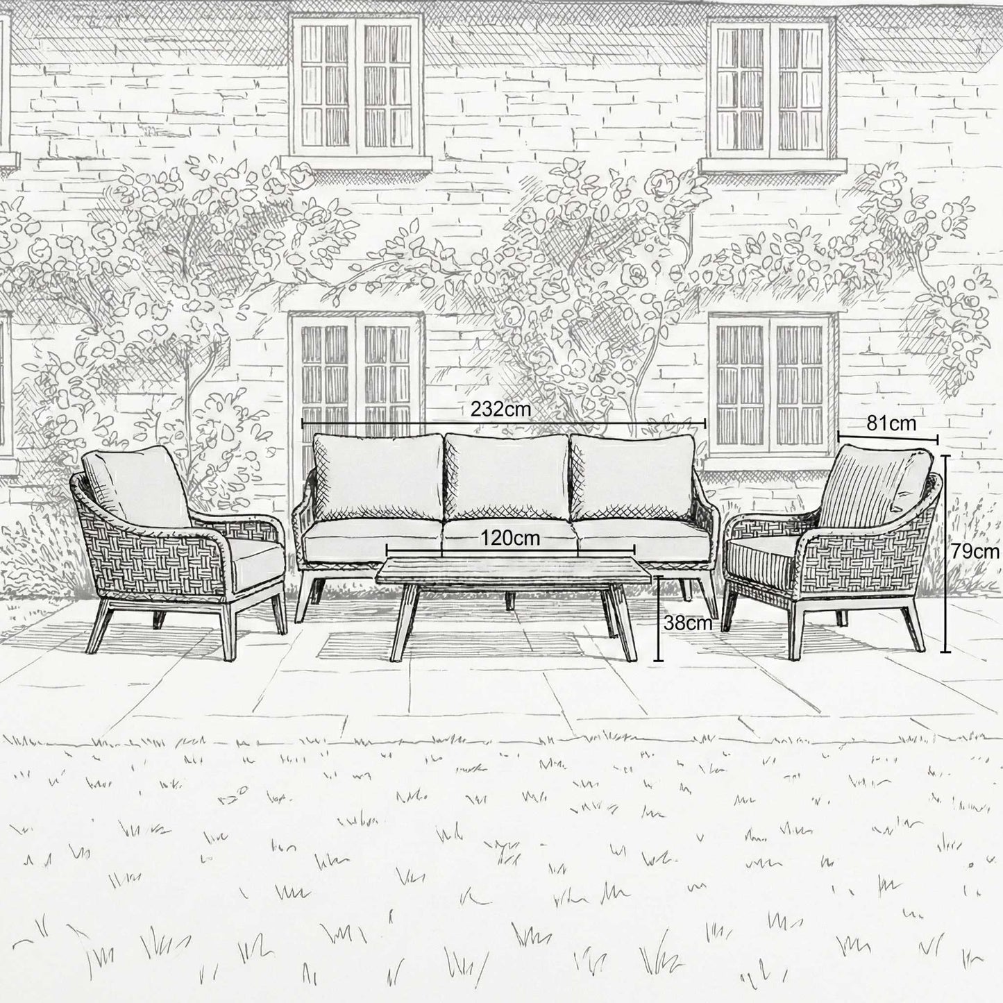 Nova outdoor sofa set angled layout