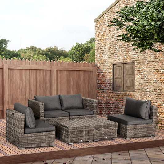 Riviera 8 Piece Rattan Garden Furniture Set, Garden Corner Sofa Set with 4 Chairs, 2 Footstools